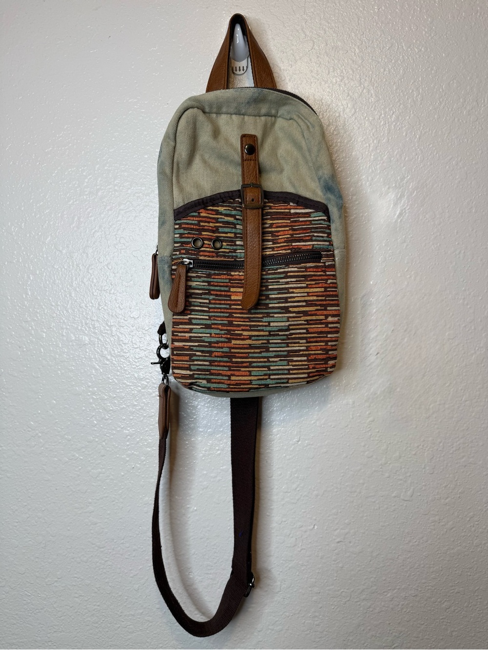 Earthbound Unisex Earthy Boho Sling Backpack Crossbody Bag Neutral Grunge Hippie
